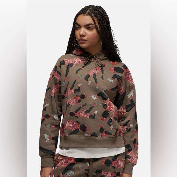JORDAN Artist Series by Parker Duncan Hoodie Women XS Loose Fit Palomino (Brown) - Picture 1 of 12